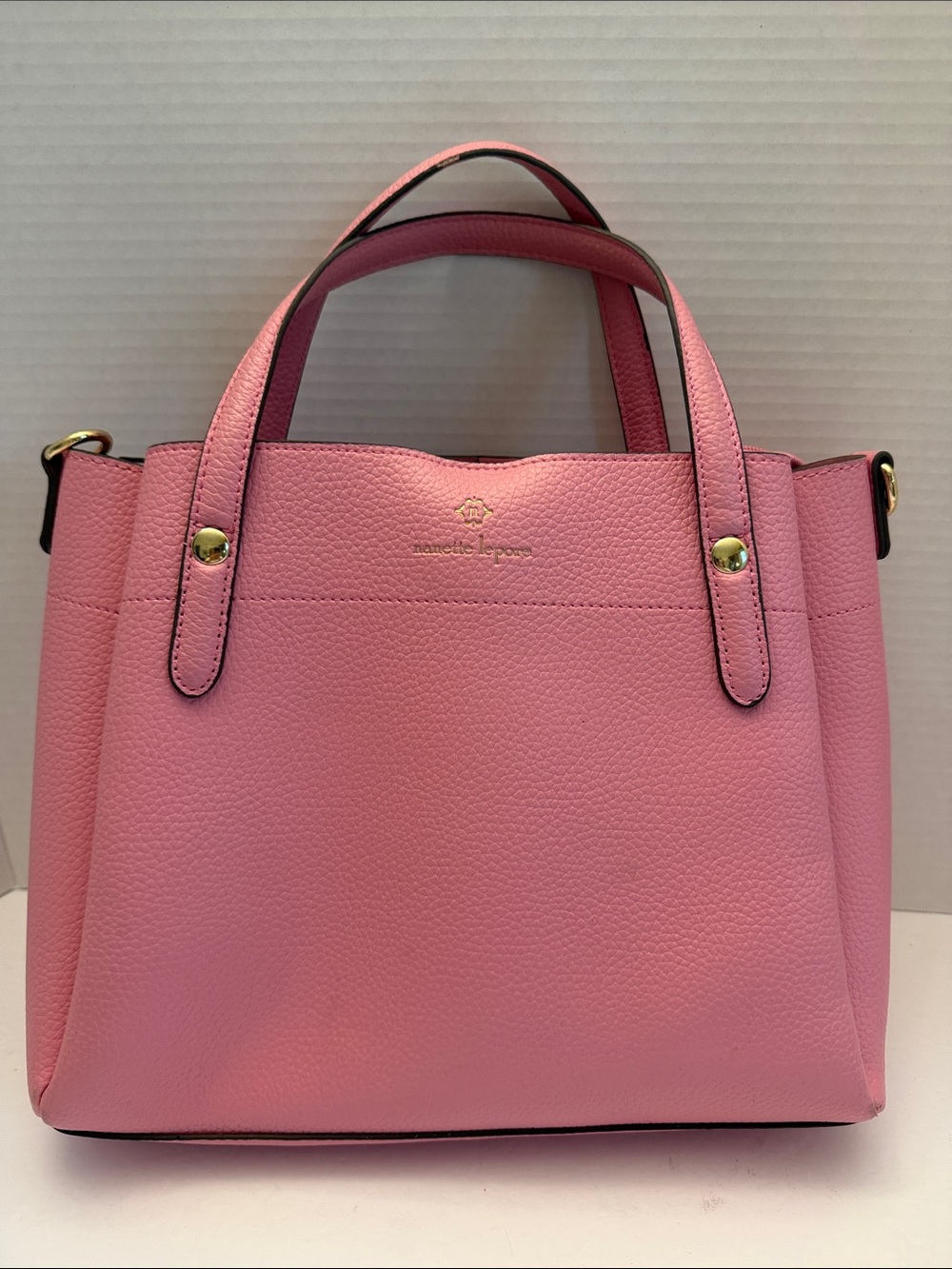 Nanette Lepore pink pebbled faux leather satchel NWOT
